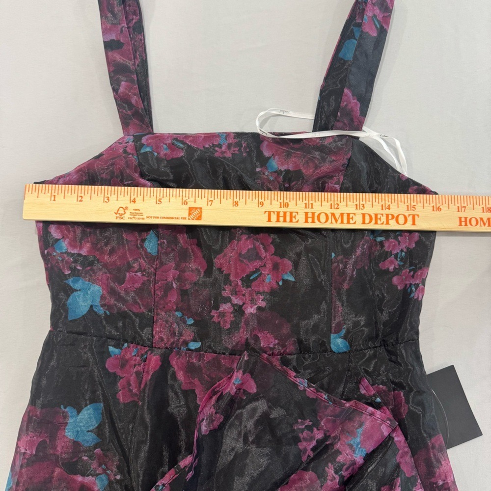 NWT Lulus Extravaganza Energy Black Floral Print Organza High-Low Dress - Picture 5 of 5